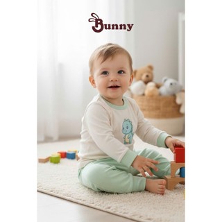 (4-15kg) Bộ áo cài vai quần đáp đũng Bunnybaby cho bé trai chất thun Modal mềm mát