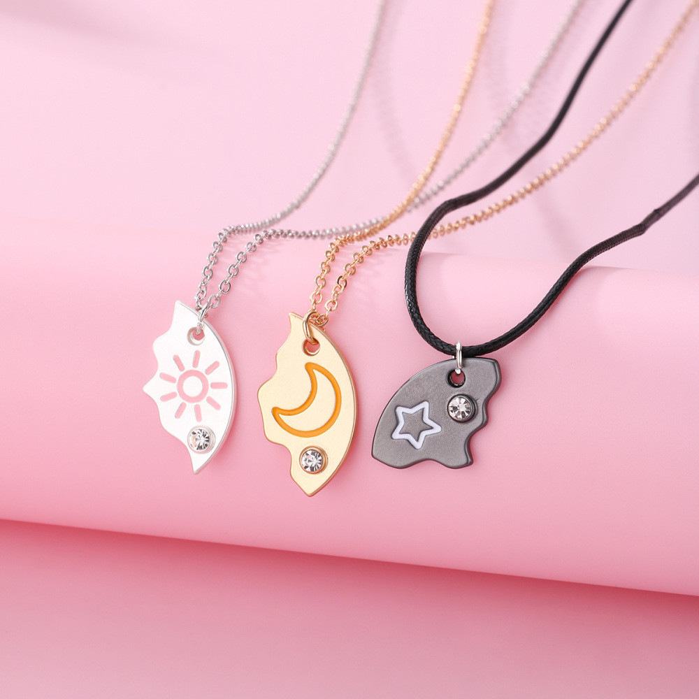 Bộ vòng cổ mặt dây chuyền Sun Moon Star - 3 món Trang sức cặp đôi tình bạn cho BFF