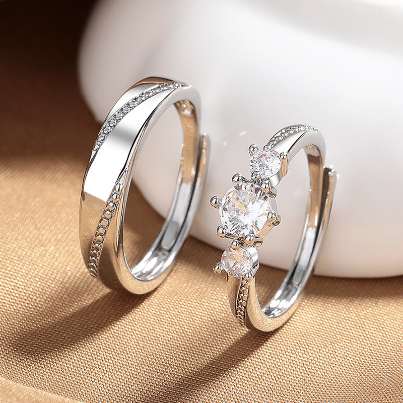 Tình Yêu Từ Đầu Tiên Nhẫn Trơn Nhẫn Cặp Đôi Có Thể Điều Chỉnh Cầu Hôn Nhẫn Phong Cách Mới Phụ Kiện