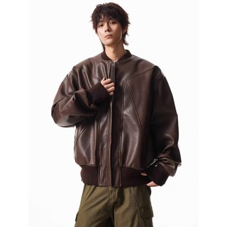 Áo khoác da nam ESEA retro, phong cách xe máy, thiết kế unisex