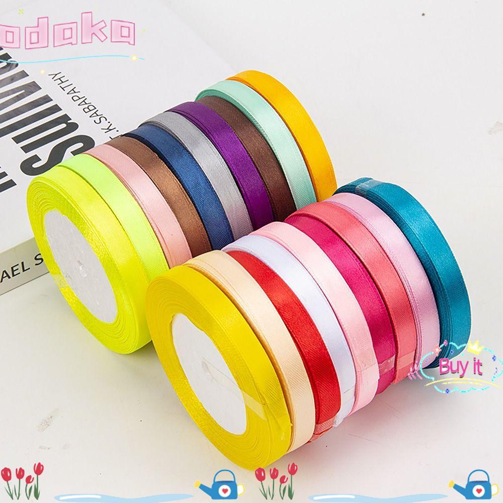 ODAKA Đóng Gói Ruy Băng, 25 yards / cuộn Ruy Băng Satin Chiều Rộng 1cm, Bền DIY Dụng Cụ 10 Màu Nơ Ruy Băng Hộp Bánh Trang Trí
