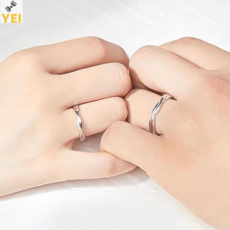 Bộ Nhẫn Cặp Đôi Màu Bạc Điều Chỉnh Size, Phù Hợp Làm Quà Tặng Kỷ Niệm Sang Trọng Cho Nữ