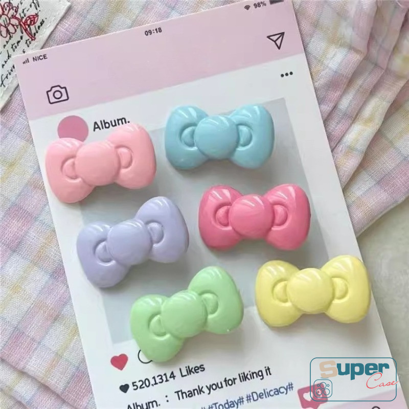 Phụ kiện thời trang 3D nơ hoạt hình đa năng, phụ kiện điện thoại, ốp lưng, màu kẹo Macaroon