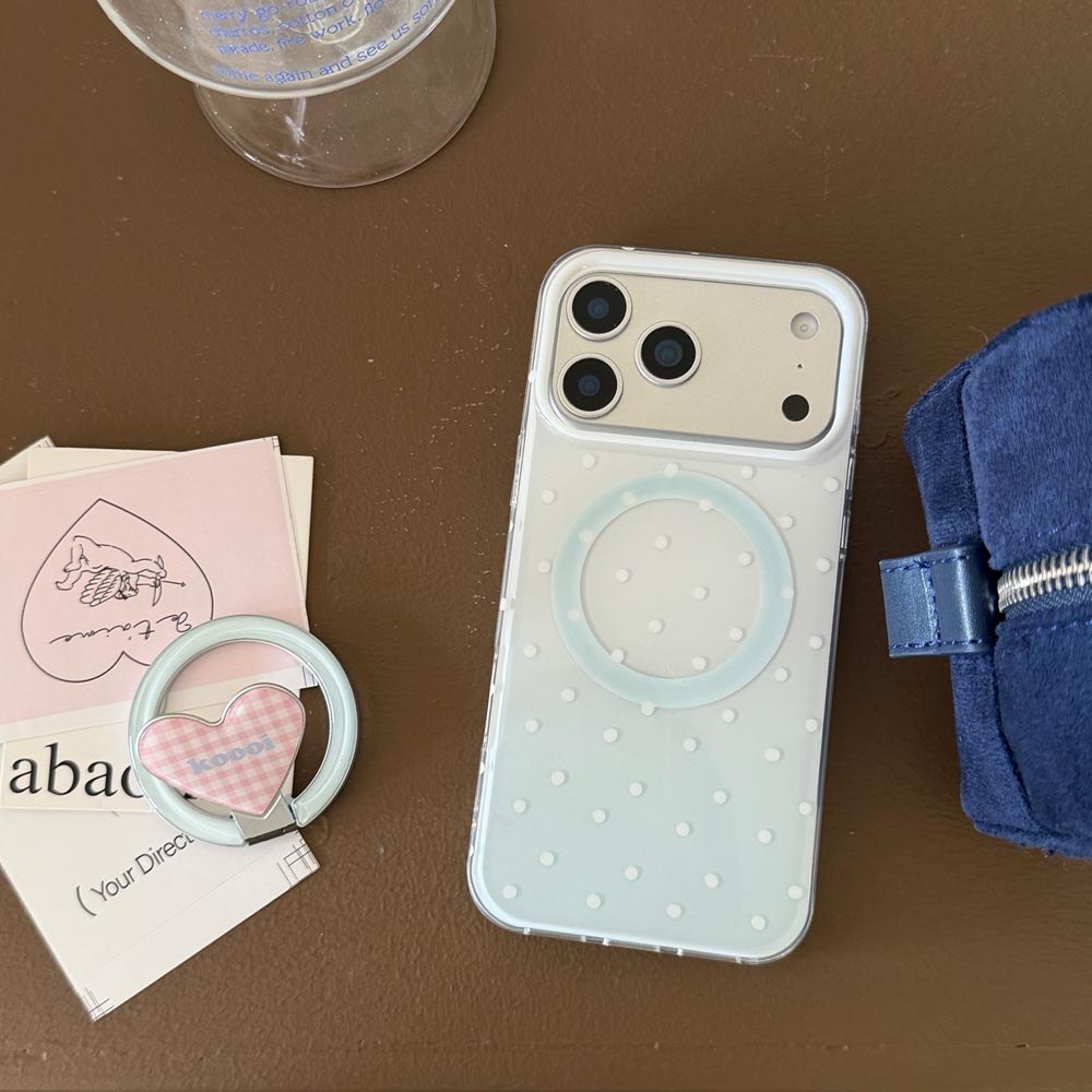 Ốp Lưng Cứng Tương Thích Với iPhone 13 14 14Pro 14ProMax 15 15Pro 15ProMax 16 16Pro 16ProMax 17 17Pro 17ProMax 17Air Gradient Blue Wave Point Pattern Magnet Case
