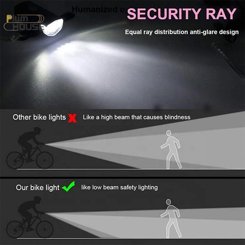 PlumHOUSE Đèn xe đạp LED sạc USB, đèn pha trước cho xe đường bộ, phụ kiện đi xe đạp VN