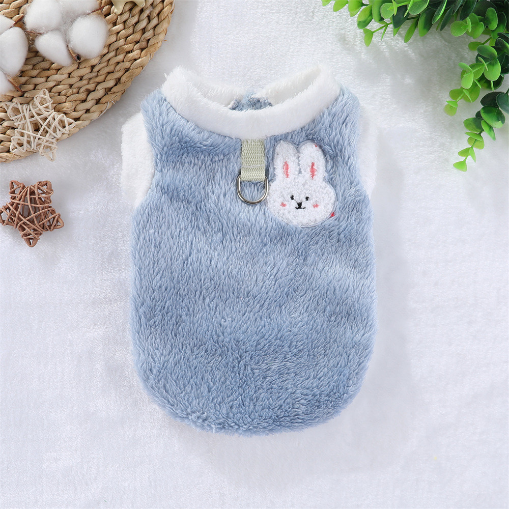 【Ready Stock】 Autumn and Winter Pet Cat Clothes Dog Double-Sided Velvet Thickened Warm Vest with Traction Buckle Anti-Lint Small and Medium-Sized Dogs 2FNB