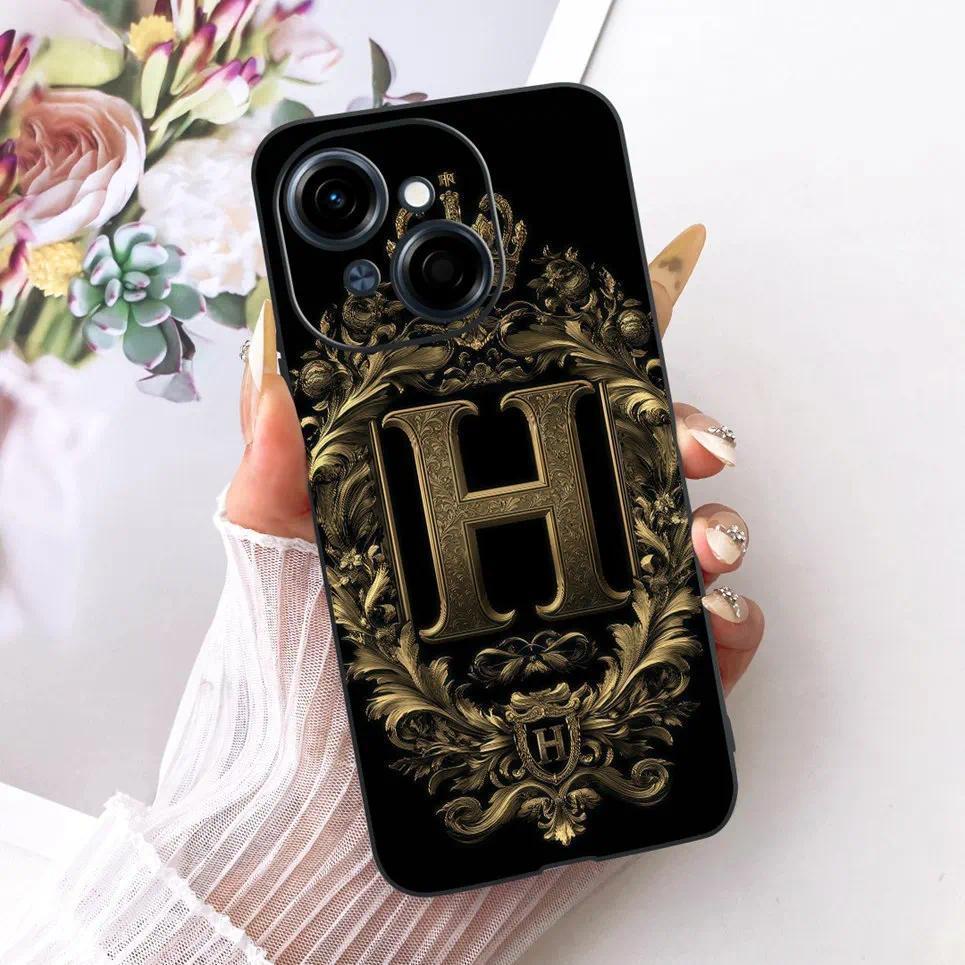 Ốp Điện Thoại Silicon Mềm Họa Tiết Chữ Cái Ban Đầu Cho Tecno Spark GO 1 1S Spark GO 2025 Pop 9 4G Matte Ốp Lưng Mềm