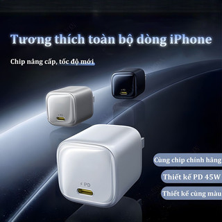 Củ sạc nhanh 45W GaN PD Type-C USB tương thích iPhone 17 16 15 14 13 12 11 Pro Max Samsung OPPO Xiaomi Huawei Android