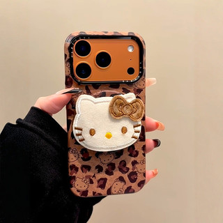 Da Báo Nơ Thêu Mèo Từ Giá Đỡ Điện Thoại Di Động Cho iPhone17 16 15 14 13 Pro Max Chống Sốc Bảo Vệ Camera Chống Rơi Ốp Lưng Cứng