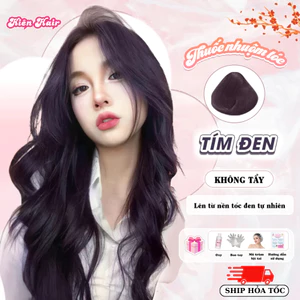 Thuốc Nhuộm Tóc Màu TÍM ĐEN Không Tẩy, lên từ nền đen, tặng kèm trợ nhuộm | Trunghair