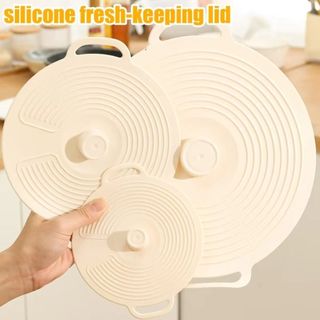 Nắp nồi silicon IDEANEST, Nắp bát chống tràn chống bụi, Chống nước di động có tay cầm Vỏ dầu tái sử dụng cho tủ lạnh lò vi sóng