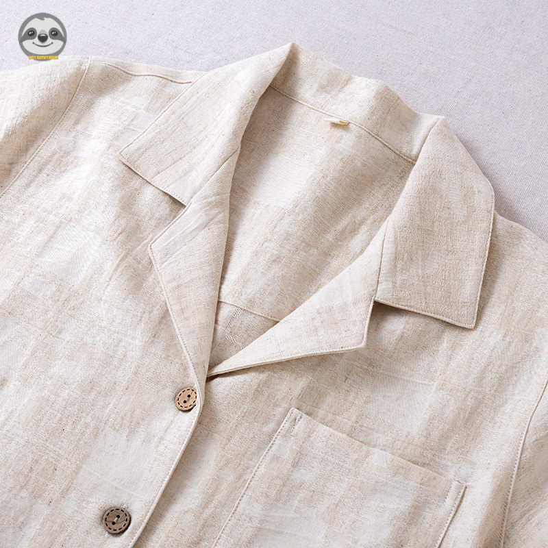 Phong cách Nhật Bản Phong cách Muji / Phong cách cặp đôi Vải lanh cotton màu trơn Bộ đồ ngủ dài tay / Nam nữ Bộ đồ mặc nhà đơn giản / Thường ngày có thể mặc bên ngoài Áo dài tay / Hơi thở vải lanh cotton chất lượng cao