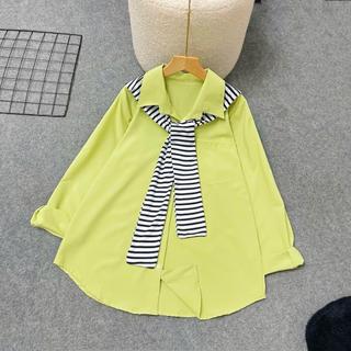Áo sơ mi bigsize nữ tay dài mềm mại kèm khăn thủy thủ dễ thương cho nàng chubby - SM20+A195