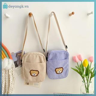 Deyangk Di Động Corduroy Gấu Điện Thoại Túi Đeo Ngang Điện Thoại Di Động Ví Đựng Tiền Xu Thời Trang Đeo Chéo Túi Nhỏ Corduroy Túi VN