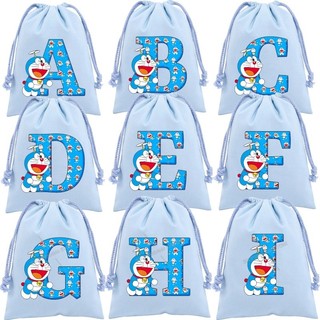 Doremon chữ A ~ Z túi dây rút hoạt hình túi lưu trữ quà tặng túi vải sang trọng