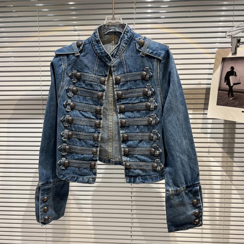 Mùa Thu 2025 - Áo Khoác Denim Ngắn Với Chi Tiết Kim Loại Sườn Khóa, Phong Cách Cổ Điển