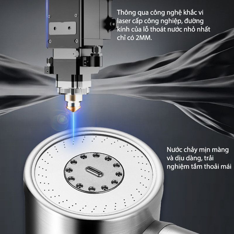 Vòi hoa sen tăng áp inox 304, 3 chế độ phun nước, xoay để chuyển đổi, tia nước nhỏ với khả năng tăng áp mạnh mẽ