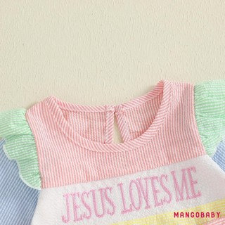 MG-Baby Girl Áo liền quần sọc mùa thu Áo liền quần thêu chữ cổ tròn