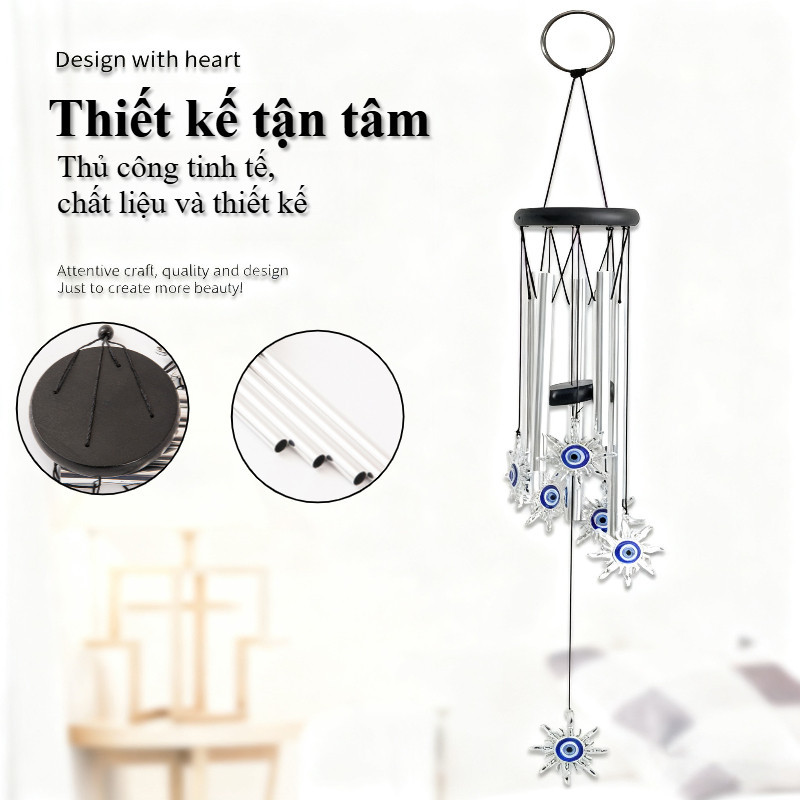 Chuông Gió Mắt Quỷ Thủ Công - Ống Đồng Âm Thanh Hay, Trang Trí Phong Thủy Sang Trọng Nhà Vườn