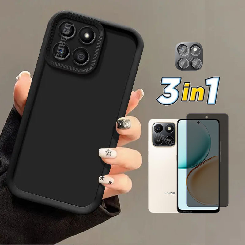 Ốp điện thoại chống sốc trọn gói 3in1 Honor X7D cho Honor X7C X8C X6C X9D Kính cường lực gốm + Phim ống kính