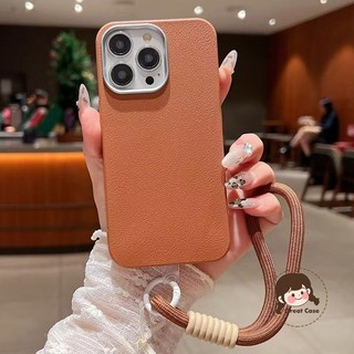 Ốp Điện Thoại Da PU Màu Trơn Mới Cho Xiaomi 17 15T 15 Pro Max 14T 13T Pro Cho Mi 11 Lite 11X Pro 5G 4G Ốp Lưng Kinh Doanh Có Dây Buộc Ngắn Cặp Đôi Vỏ Mềm Chống Rơi