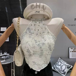 Áo Vest Không Tay Nữ Có Đính Kim Cương, Co Dãn, Dây Buộc - Thể Hiện Vóc Dáng Gợi Cảm