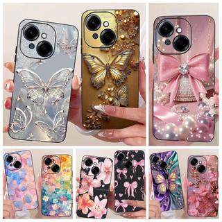 Dành Cho Tecno Pop 9 4G / Spark GO 1 1S GO 2025 Ốp Điện Thoại Nhiều Màu Sắc Butterflu Flower Girly Capa Vỏ Silicon Mềm Màu Đen Ốp Lưng