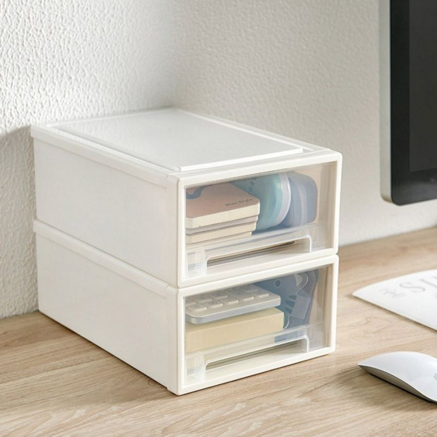 Hộp Đựng Đồ Đa Năng Dạng Ngăn Kéo ENODA HOME, Hộp Ngăn Kéo Đựng Văn Phòng Phẩm 5.5L Trong Suốt Q006