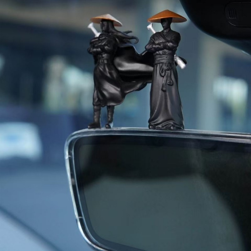 3 Cái / bộ Hình Thoáng Mát Điêu Khắc Nhà Búp Bê Tượng Samurai Ninjas Phong Cách Trung Hoa Wuxia Trang Trí Bàn Làm Việc Văn Phòng