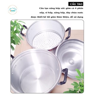 Chõ hấp 2 tầng, Nồi hấp xôi, hấp cách thủy, chõ đồ xôi tách rời 2 tầng bằng nhôm cao cấp, chất lượng cao [nhiều size]