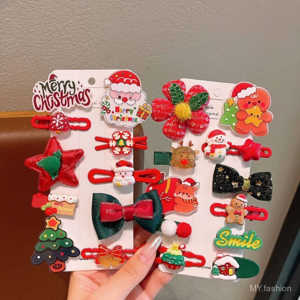 Bộ dây cao su kẹp tóc ông già Noel Giáng sinh cho trẻ em mới