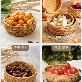 Phong Cách Mục Vụ Tự Nhiên Sáng Tạo Handmade Mây Giỏ Trái Cây Thích Hợp Cho Gia Đình Phòng Khách Phòng Ăn Ăn Ăn Nhẹ Bánh Mì Kẹo Đồ lặt vặt Giỏ Chứa Đồ