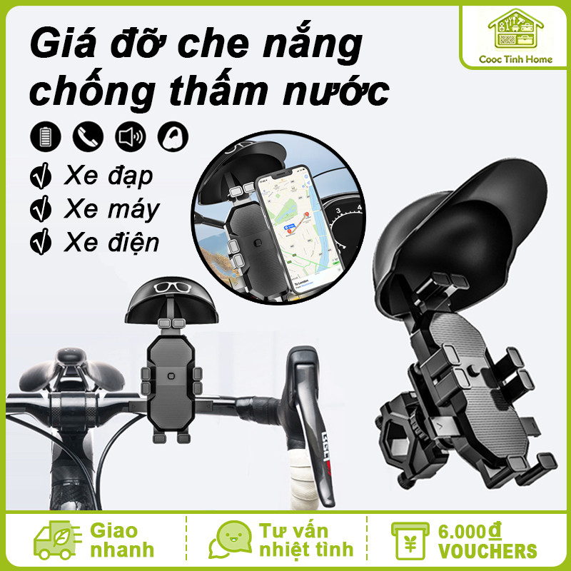 Giá Đỡ Điện Thoại Xe Máy Chống Rung Kèm Mũ Che Mưa Nắng Gắn Chân Gương Cực Chắc Chắn Bền Bỉ Tiện Dụng