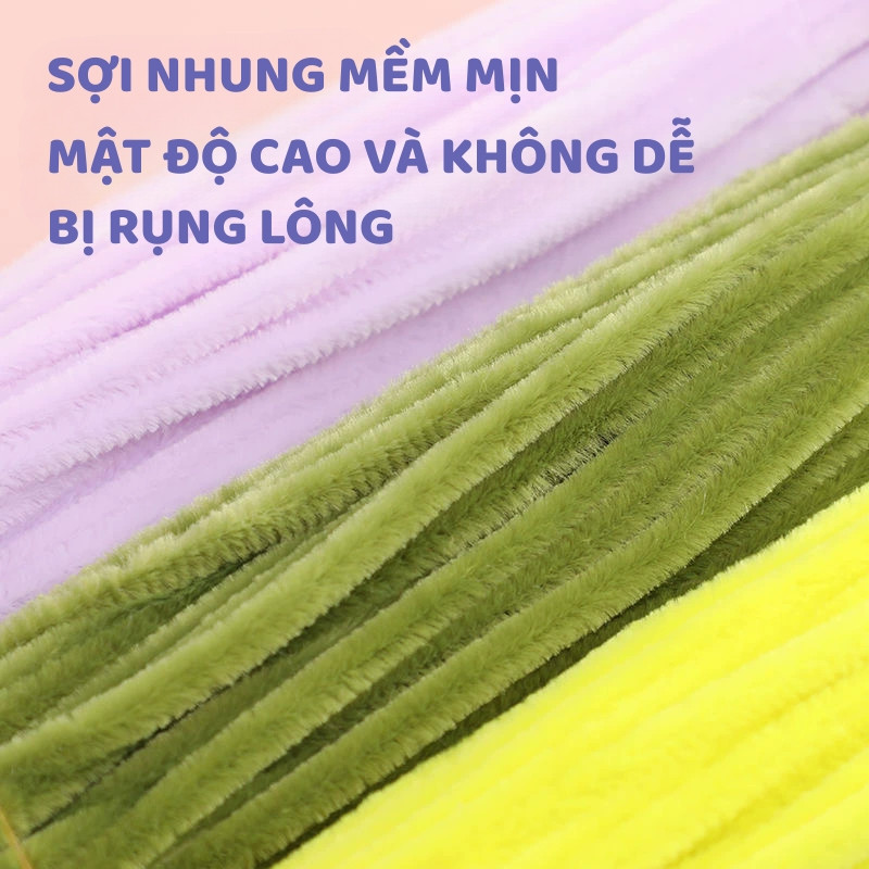 Kẽm Nhung Pastel Nhiều Màu – Bó 100 Sợi Dây Kẽm Nhung Làm Hoa Voan Khổng Lồ & Đồ Thủ Công