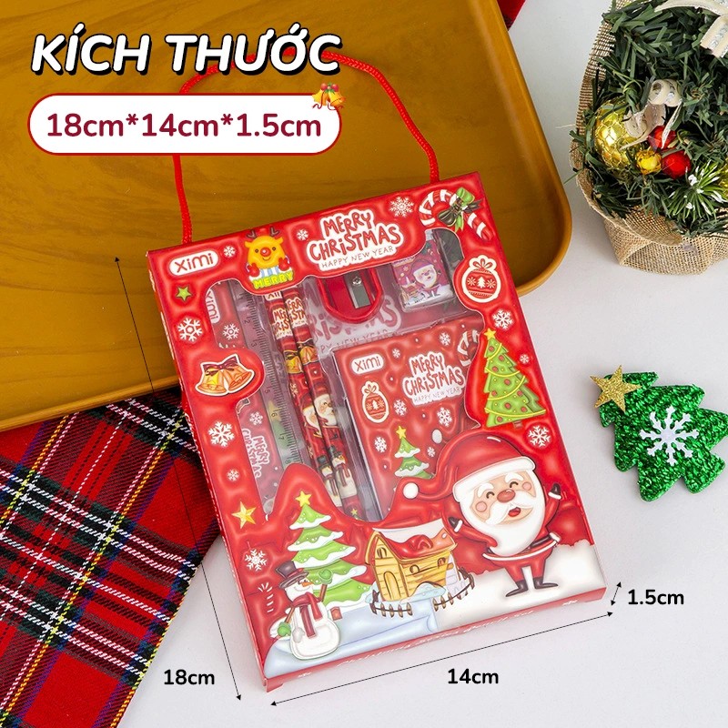 Set Đồ Dùng Học Tập Giáng Sinh 6 Món – Bút Chì Và Dụng Cụ Học Tập Hình Noel Cho Bé Dịp Lễ Cuối Năm
