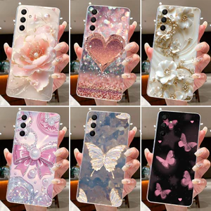 Ốp Điện Thoại Cho Samsung Galaxy A15 A17 Hoa Bướm Bảo Vệ Mỏng Vỏ Cho Samsung A17 Silicon Mềm Trong Suốt TPU Cover