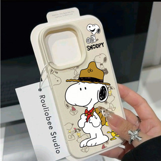 Ba Lô Hoạt Hình Dễ Thương Snoopy Dành Cho OPPO A6 A5 A3 Pro A3X A5X Reno 13 14 12 11 10 Pro 13F 12F 11F 5G 8T 7Z 8Z Vỏ Điện Thoại Màu Kẹo Họa Tiết Lichee Mờ Chống Sốc