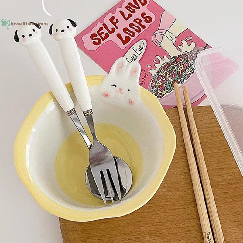 BeautifulHomeA Hoạt Hình Chó Con Heo Thìa Nĩa Thép Không Gỉ Dao Kéo Di Động Sinh Viên Hoạt Hình Bộ Đồ Ăn Trẻ Em Hộp Bảo Quản VN