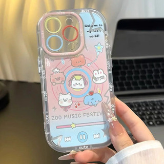 Vỏ Gương Hoạt Hình Dễ Thương + Dây Xích + Giá Đỡ Cho IPhone 16 11 15 14 13 12 Pro Max X Xr Xs Max 7 8 Plus Vỏ Điện Thoại Bảo Vệ Ống Kính Chống Sốc Mềm Vỏ Đen