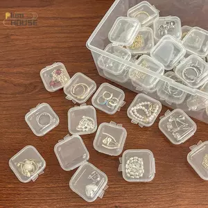 PlumHOUSE 10 Chiếc Hộp Nhỏ Vuông Di Động Hộp Nhựa Trang Sức Hộp Bảo Quản Hoàn Thiện Hộp Đựng Bông Tai Bao Bì Hộp Bảo Quản VN
