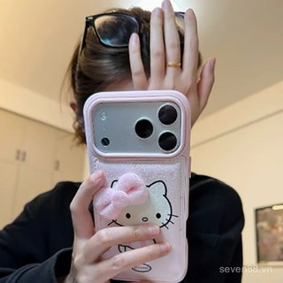 Ốp Điện Thoại Thích Hợp Cho iPhone 11 12 13 14 15 16 17 Pro max Plus Air Cartoon Màu Hồng Dễ Thương Nơ Ba Chiều kt Cat Vỏ Bảo Vệ Chống Sốc Bao Gồm Tất Cả GNIQ