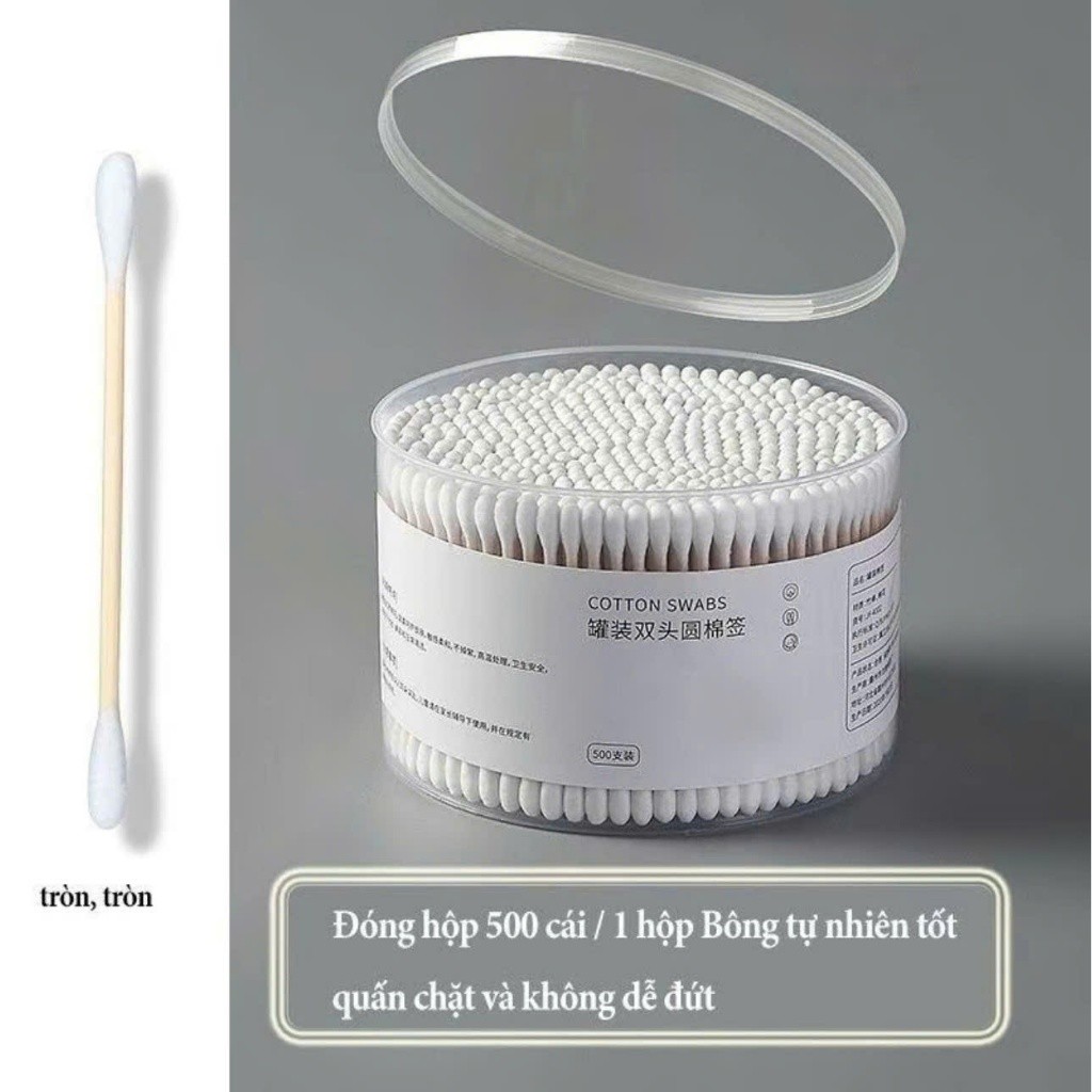 COMBO 3 hộp lớn 500 que tăm bông y tế, tăm bông trang điểm, spa, bông ngoáy tai que gỗ 2 đầu