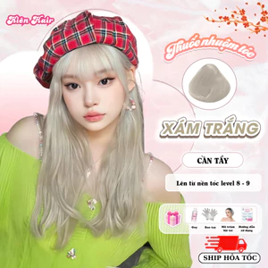 Thuốc nhuộm tóc, thuốc nhuộm tóc màu Xám Trắng tặng kèm oxy trợ dưỡng và bao tay | Trunghair