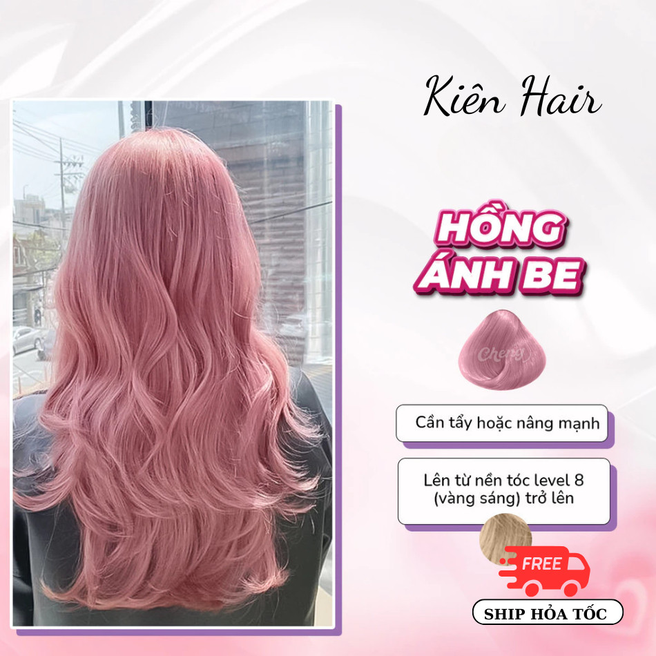Thuốc Nhuộm Tóc Màu HỒNG NHẠT - Hồng Ánh Be, tặng kèm trợ nhuộm | Trunghair