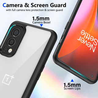 Dành Cho OnePlus Nord 2 5G Ốp điện thoại Cứng Trong Suốt Mặt Sau Aryclic Khung Silicon Mềm Chống Rơi Chống Sốc Mỏng Bao