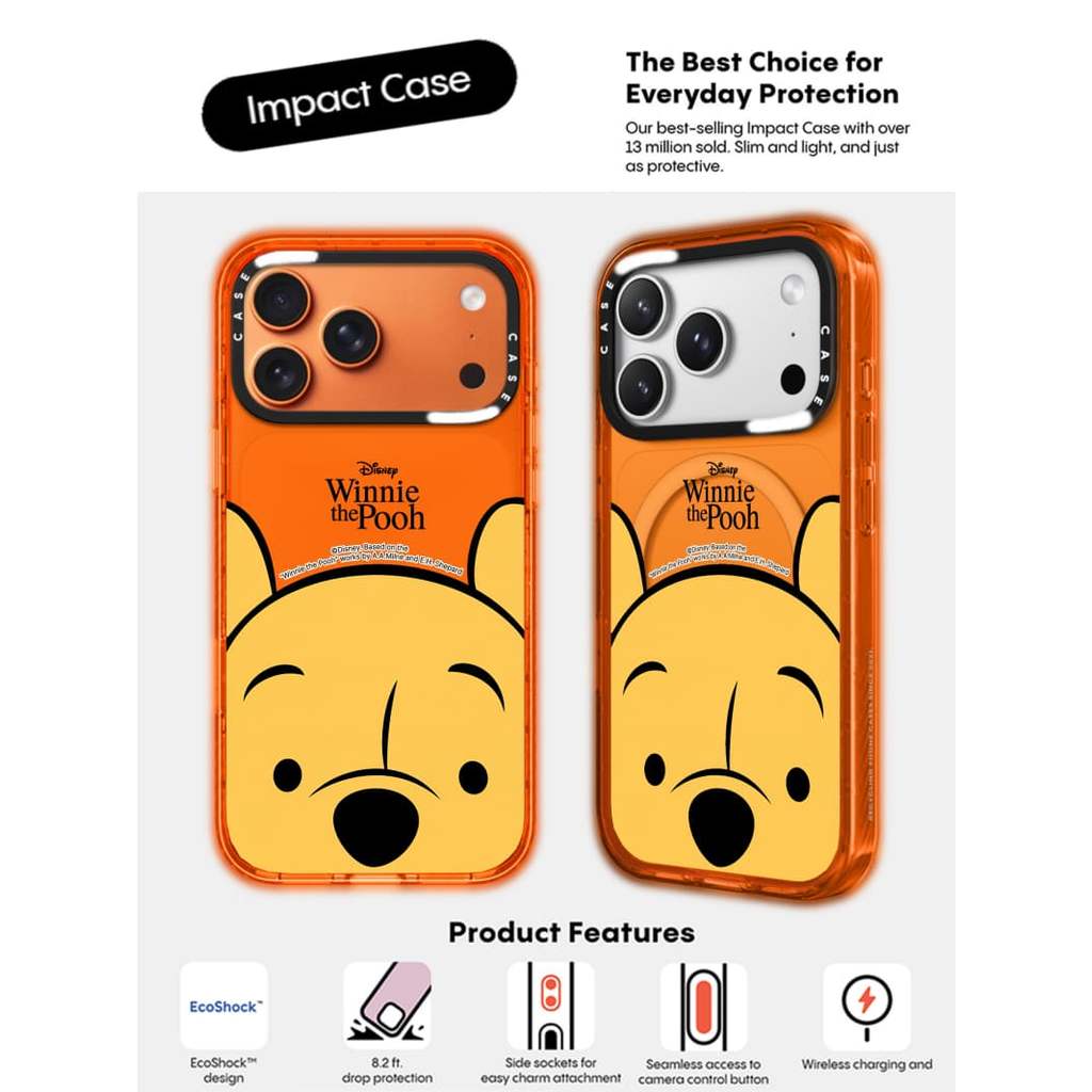 CASECASE X Đầu Lớn Winnie the Pooh Cam Trong Suốt Cứng Hút Từ Tính Tác Động Dành Cho Apple IPhone 12 13 14 15 16 17 Pro Max Air Plus Có Hộp