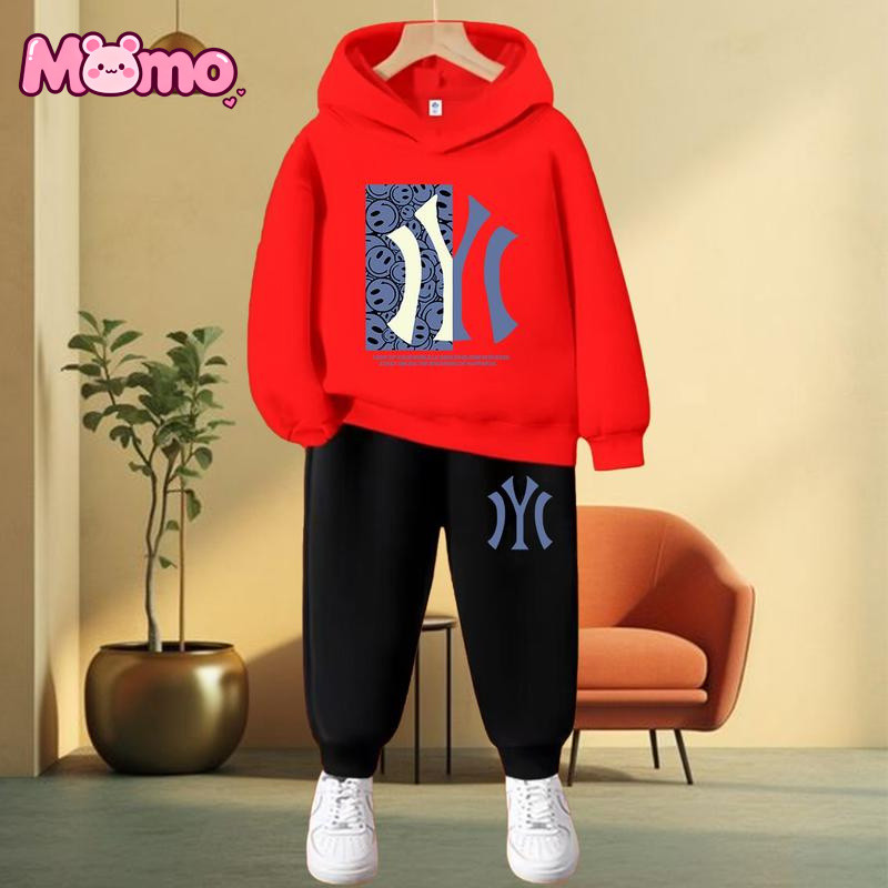 Áo Hoodie cổ tròn + Quần dài trẻ em in hình hoạt hình mềm mại thoáng khí Xu hướng thời trang bé trai / bé gái Cùng phong cách Bộ trẻ em