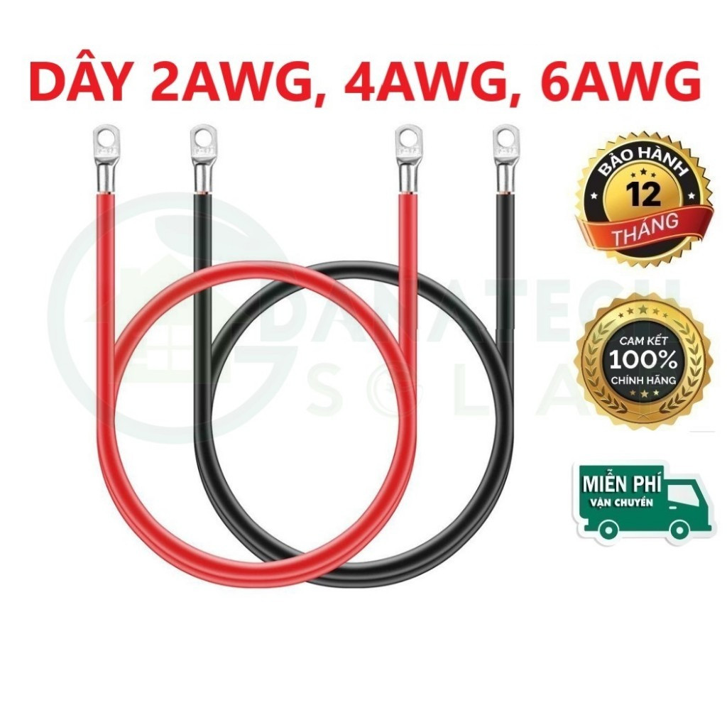 Dây nối bình acquy, pin lithium 2AWG 4AWG 6AWG, dây điện AWG siêu mềm ...