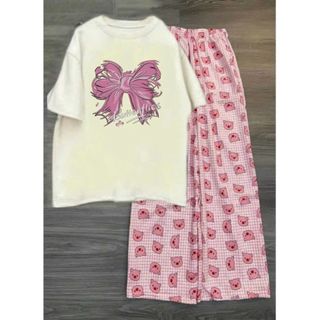 SÉT BỘ ĐỒ NỮ QUẦN HEO HỒNG + PHỐI ÁO PHÔNG  -HÌNH NƠ SIÊU XINH-thuba94