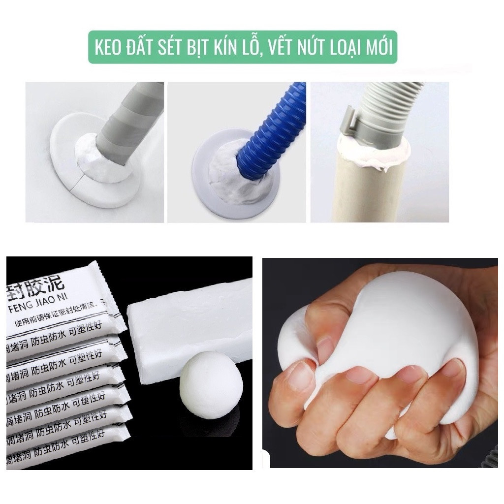 Combo 10 Xi măng dẻo bịt lỗ điều hoà, đường ống nước, vá lỗ tường khe hở vết nứt chống thấm nước FE123